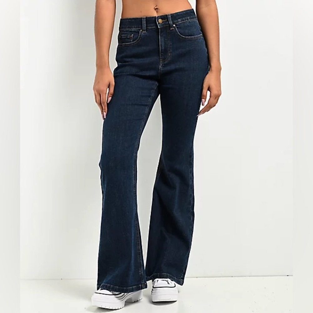Flare Jeans Dark Wash Cone Denim Cotton Spandex | Size 28
